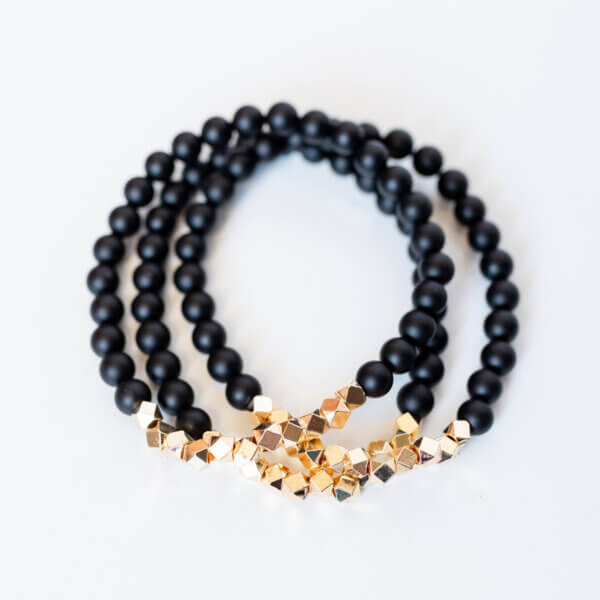 Gold Nuggest Onyx GoodBeads Handmade Jewelry