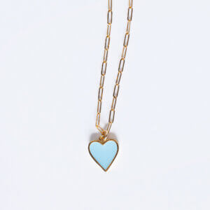 "Lovely" - Blue Heart Paperclip Chain Necklace
