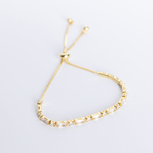 Adjustable Cubic Zirconia Gold Plated Bracelet